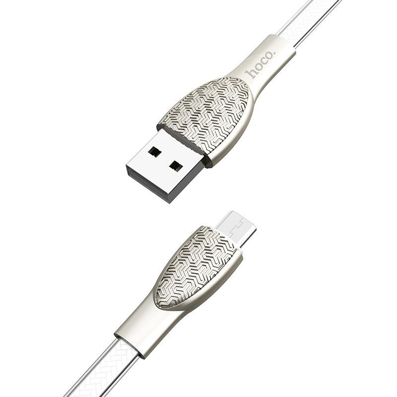 Cáp sạc Micro USB Hoco U52 cho điện thoại android tương thích với nhiều thiết bị (Hỗ trợ sạc nhanh 2.4A dài 1.2m)