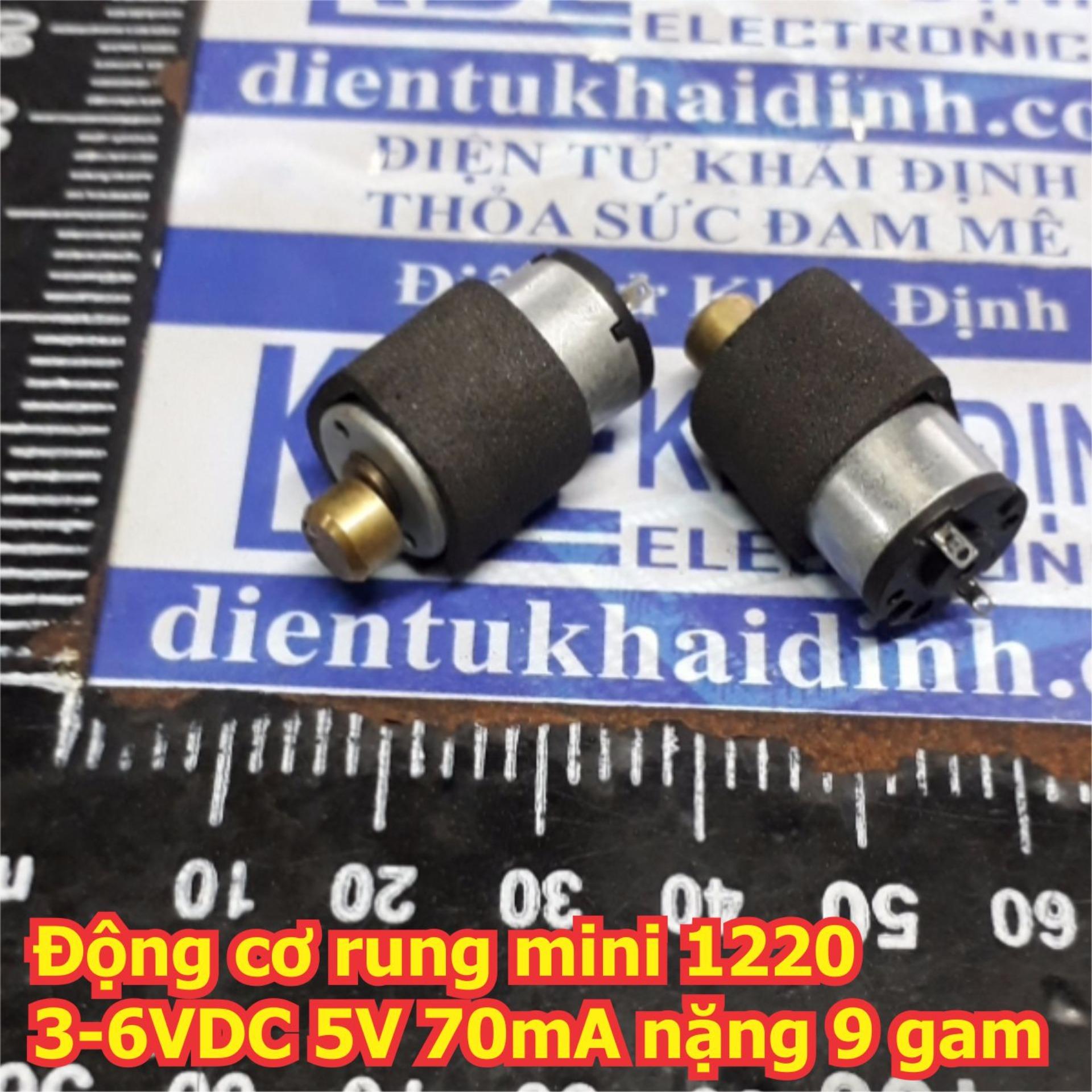 2 cái Động cơ rung mini 1220 3-6VDC phi 12mm, dài 20mm 5V 70mA nặng 9 gam kde5930