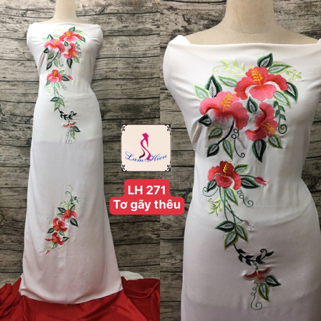 Vải áo dài lụa đẹp bông thêu LH271