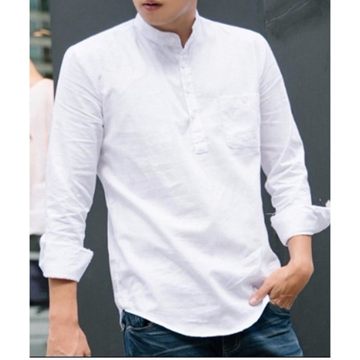 [HÀNG BÁN CHẠY] Áo sơ mi nam cổ trụ dài tay