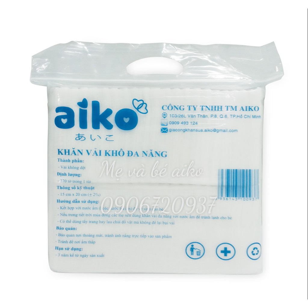 [HCM][Combo 5 gói] Khăn vải khô đa năng AIKO Gói 270 tờ