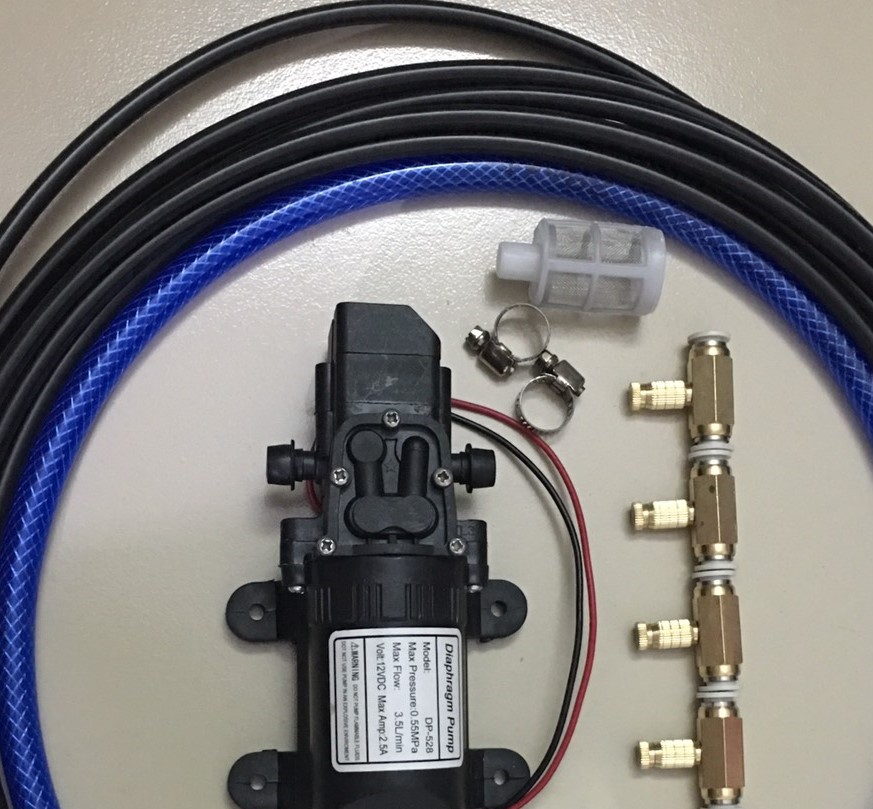 Bộ phun sương 5 Béc 5 chi tiết - bơm tăng áp mini - máy bơm nước mini 12v