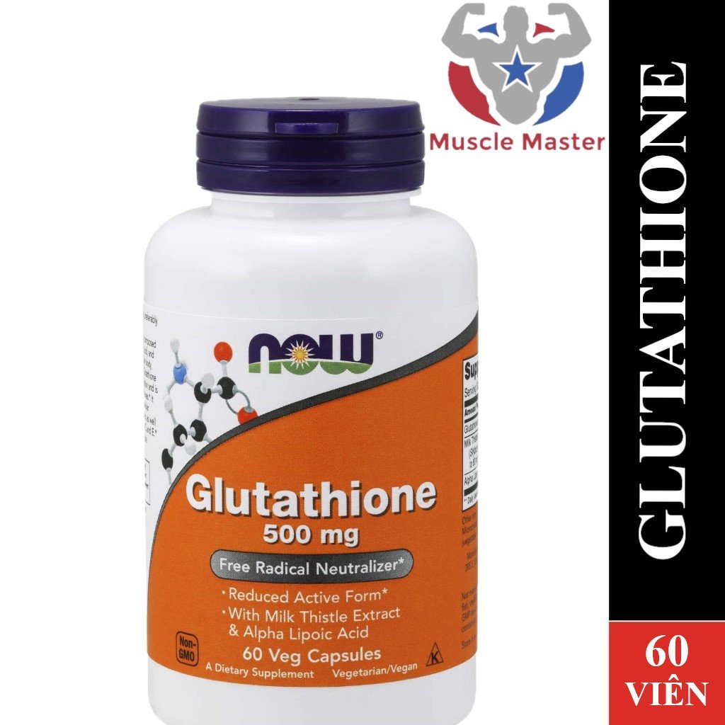 HCMViên Uống Hỗ Trợ Trắng Da Glutathione Now 500mg - 60 Viên