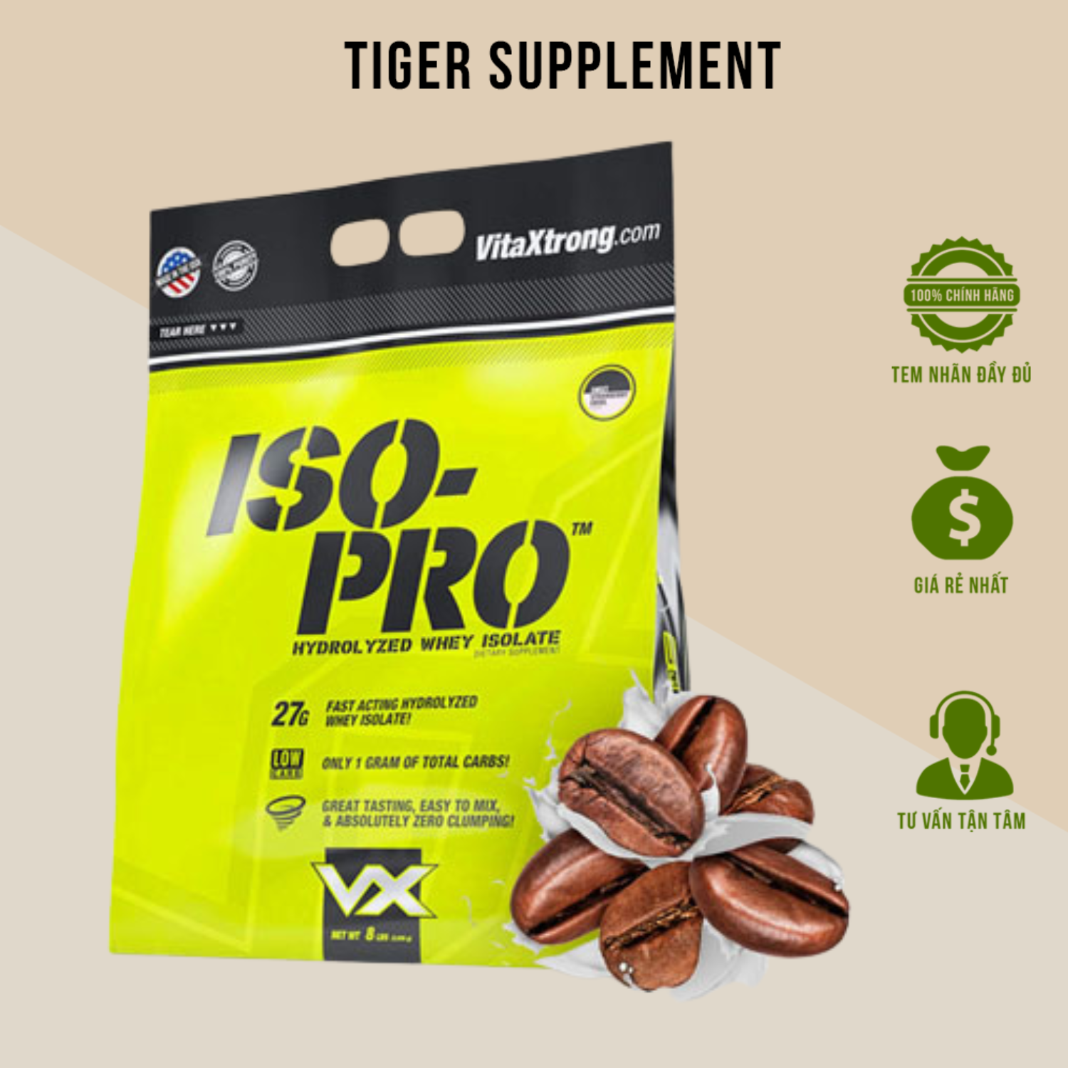 100% whey hydrolyzed vitaxtrong iso pro 8lbs - sữa tăng cơ , nuôi cơ, xây dựng cơ mỹ