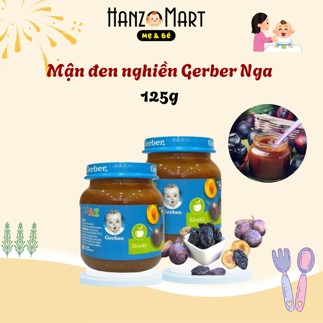 Mận Đen Nghiền Gerber Nga Trị Táo Bón Cho Bé