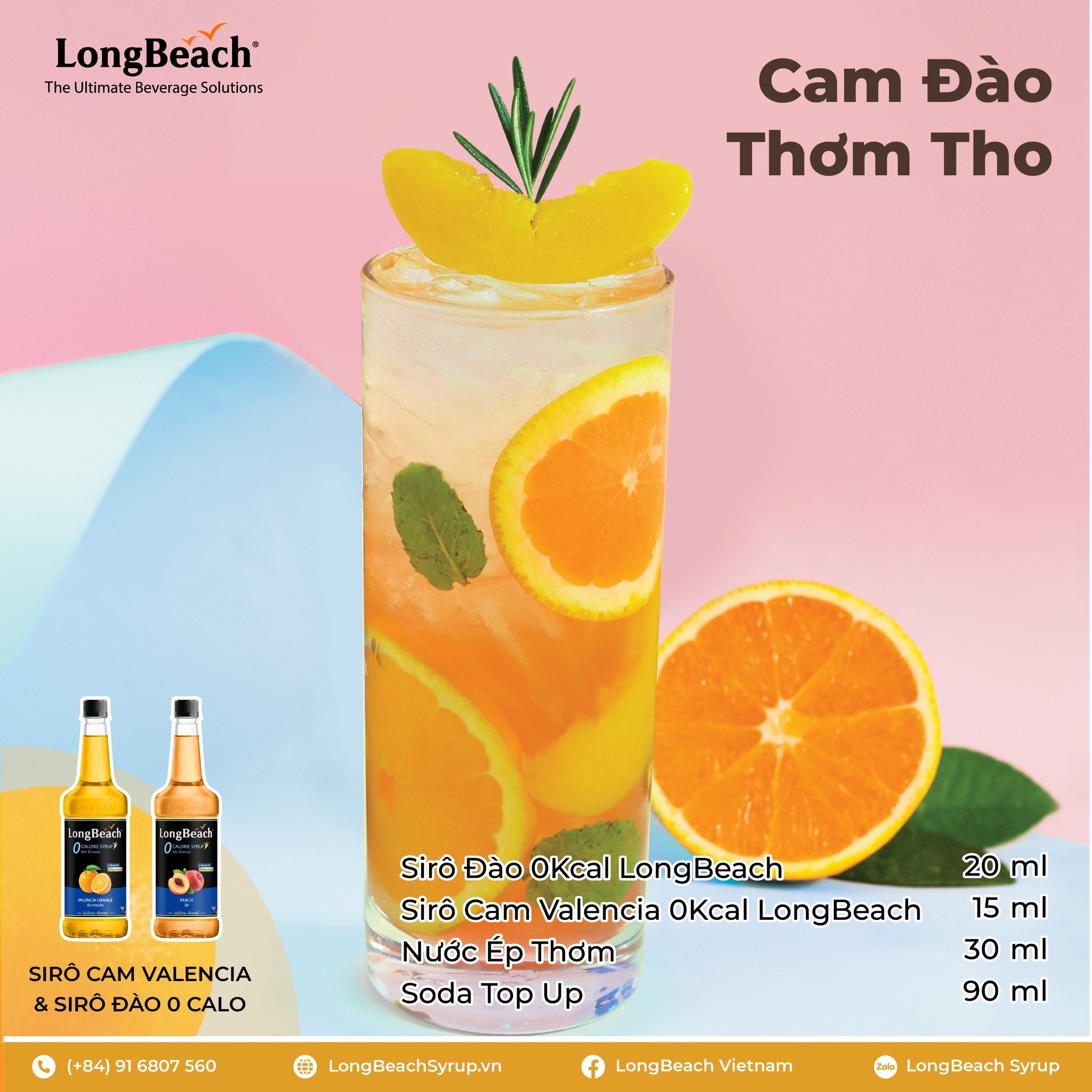 Siro Không Calo Hương Cam Valencia LongBeach 740ml
