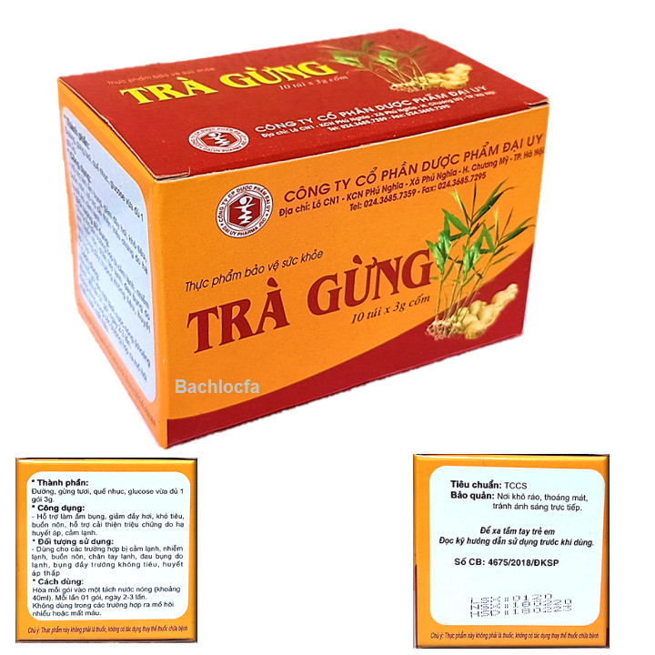 Hộp 10 Gói Trà Gừng - tăng cường sức đề kháng ,Giải cảm lạnh và làm ấm bụng vô cùng hiệu quả-  chuẩn GMP Bộ Y Tế