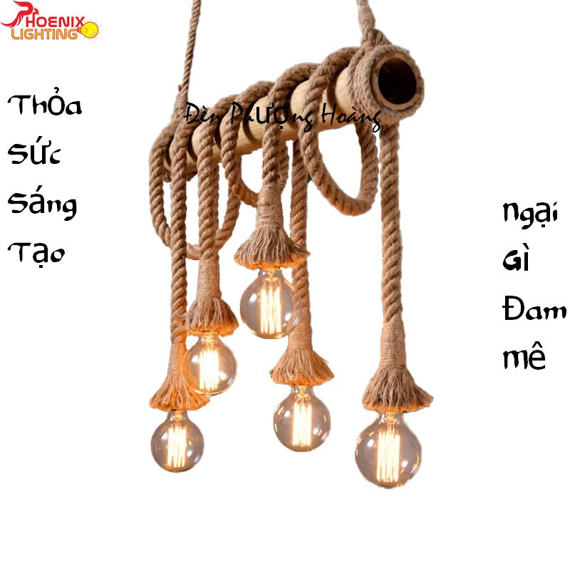 Đèn thả dây thừng một dây 1m (Chưa bóng)