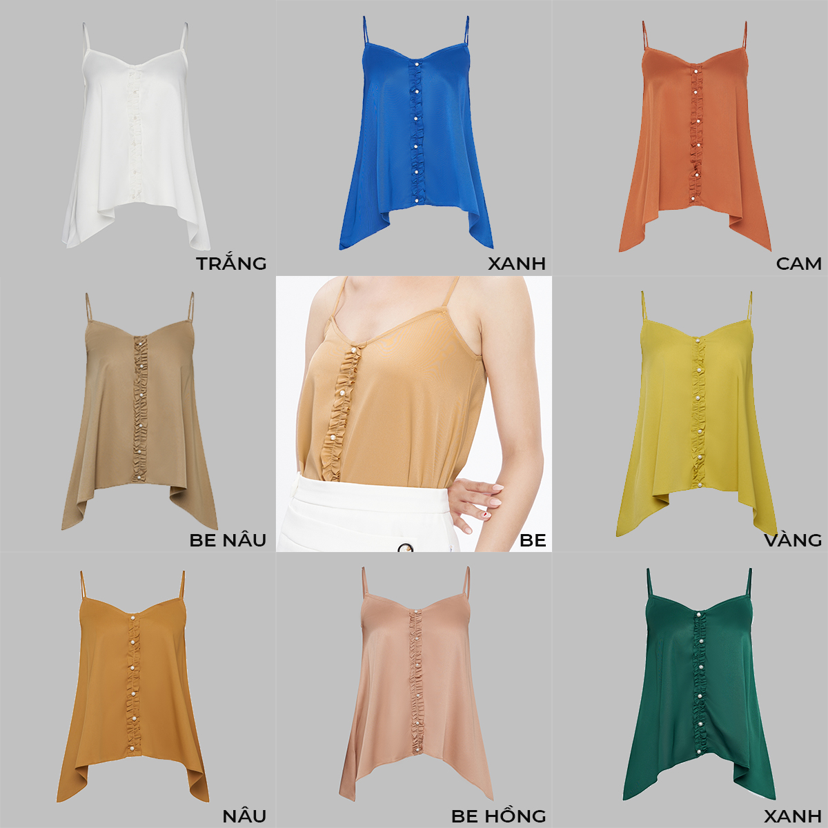 Áo 2 Dây CChat Kiểu Phối Đai Nẹp Chất Mango Cao Cấp 92AAE2001ST