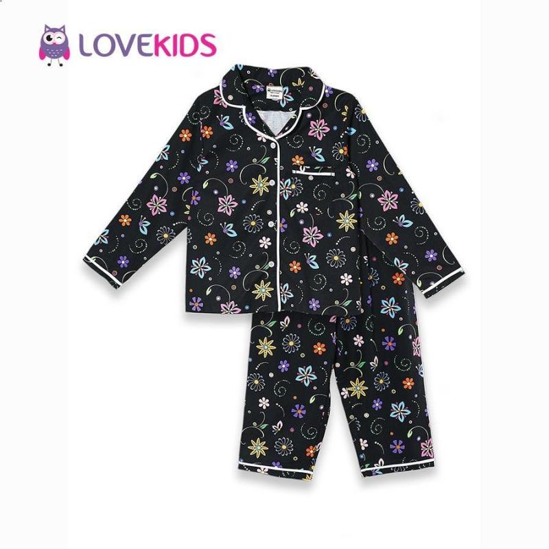 Nơi bán Bộ mặc nhà bé gái - hoa đen Lovekids