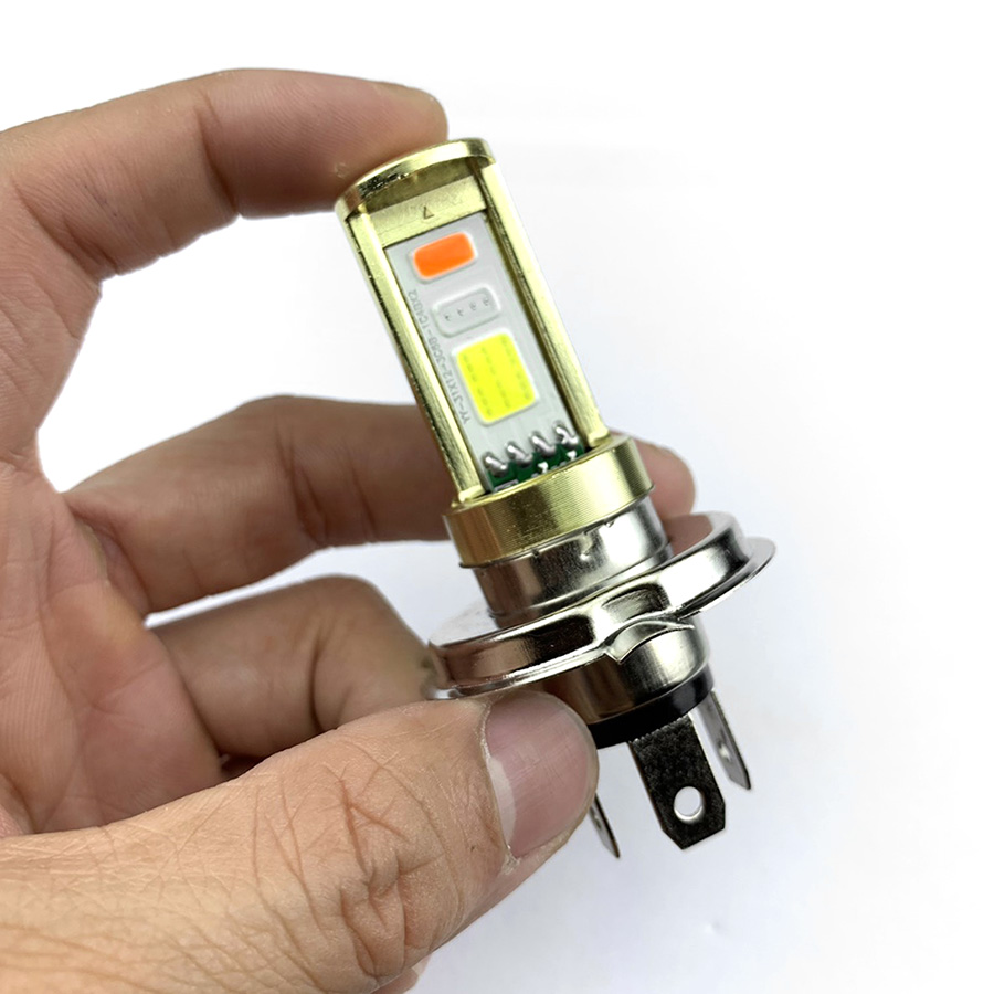 Đèn Pha Cob 4 Chế Độ Gắn Xe Máy [ Chân H4 ]