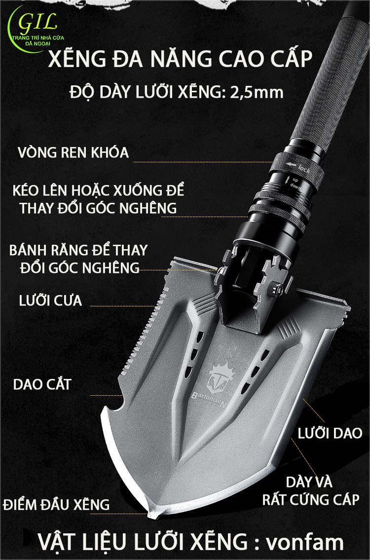 xẻng quân dụng đa năng cao cấp