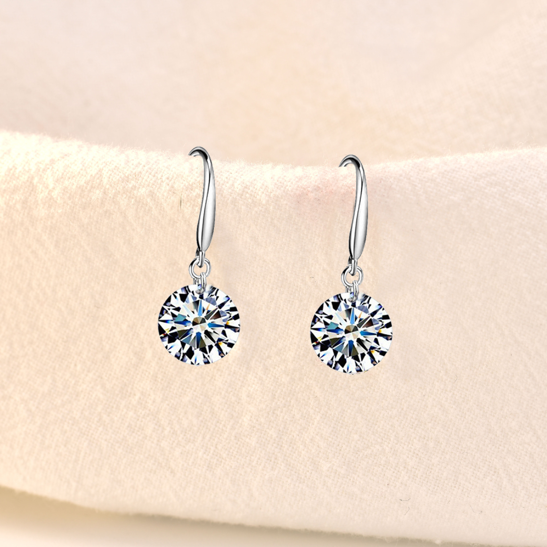 Bông Tai Bạc S925 Kim Cương Zircon Tòn Ten Hạt To Sang Trọng Quí Phái BTBACZIRCONTONTEN06