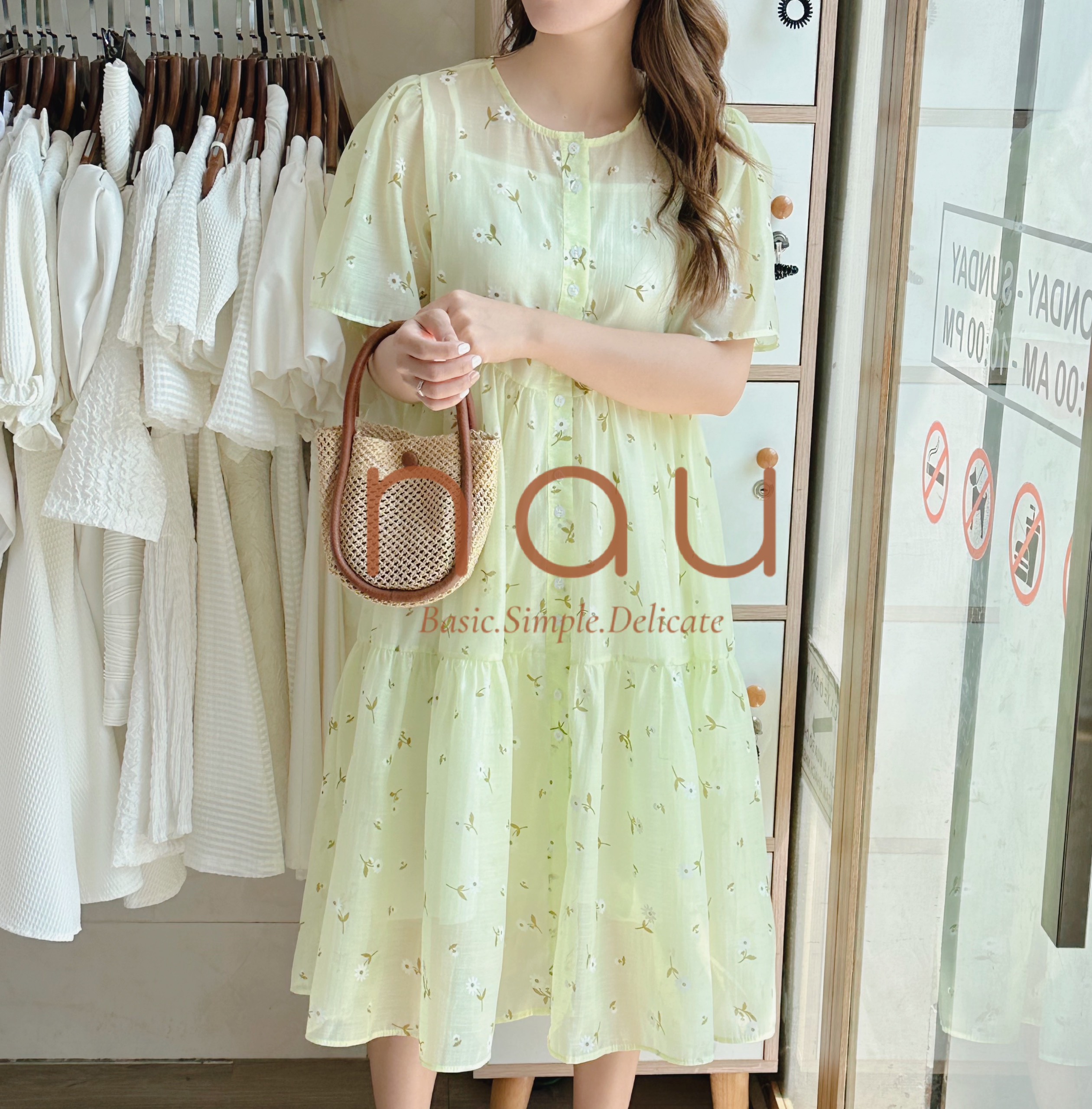 Đầm hoa voan suông rộng