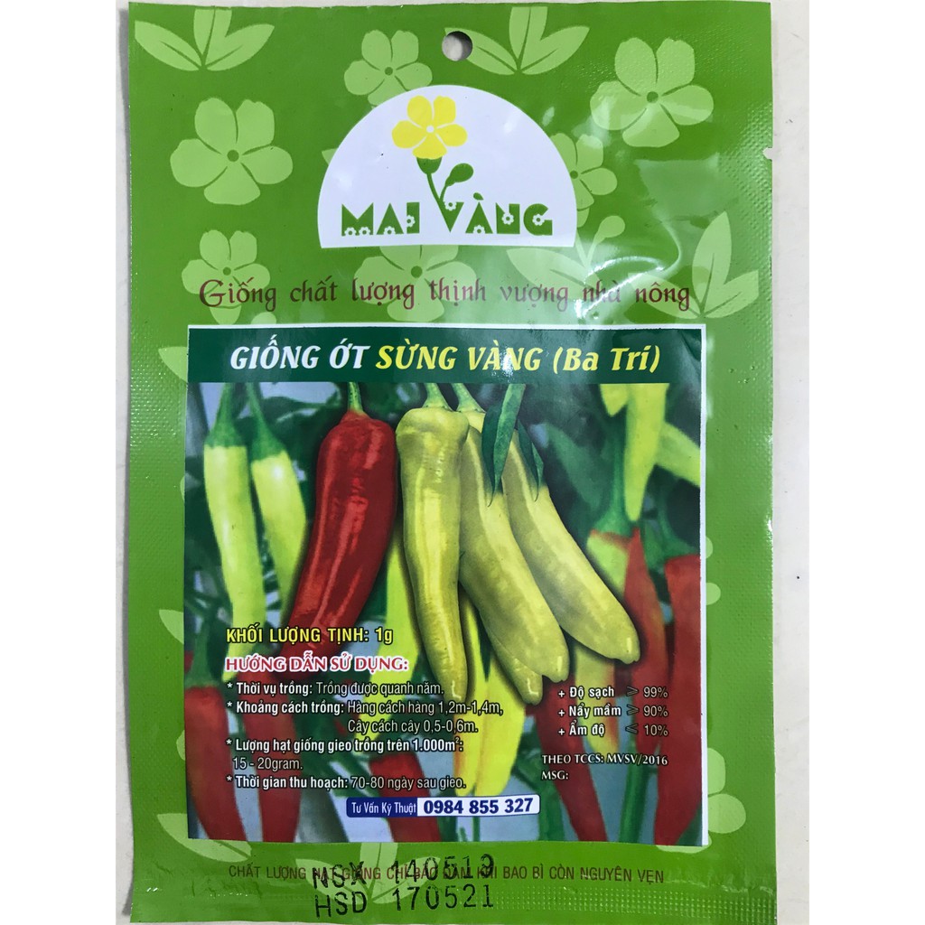 Hạt giống ớt sừng 1g