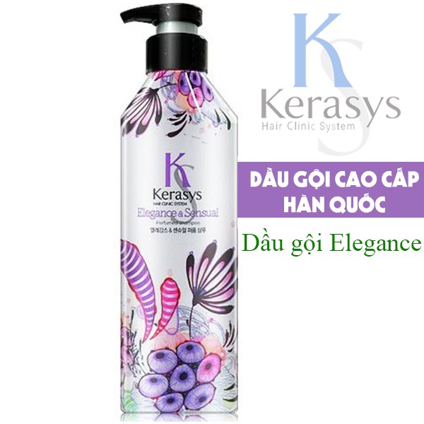 Dầu gội Nước hoa cung cấp dưỡng chất cho tóc bóng mượt KeraSys Elegance & sesual Hàn Quốc 600ml