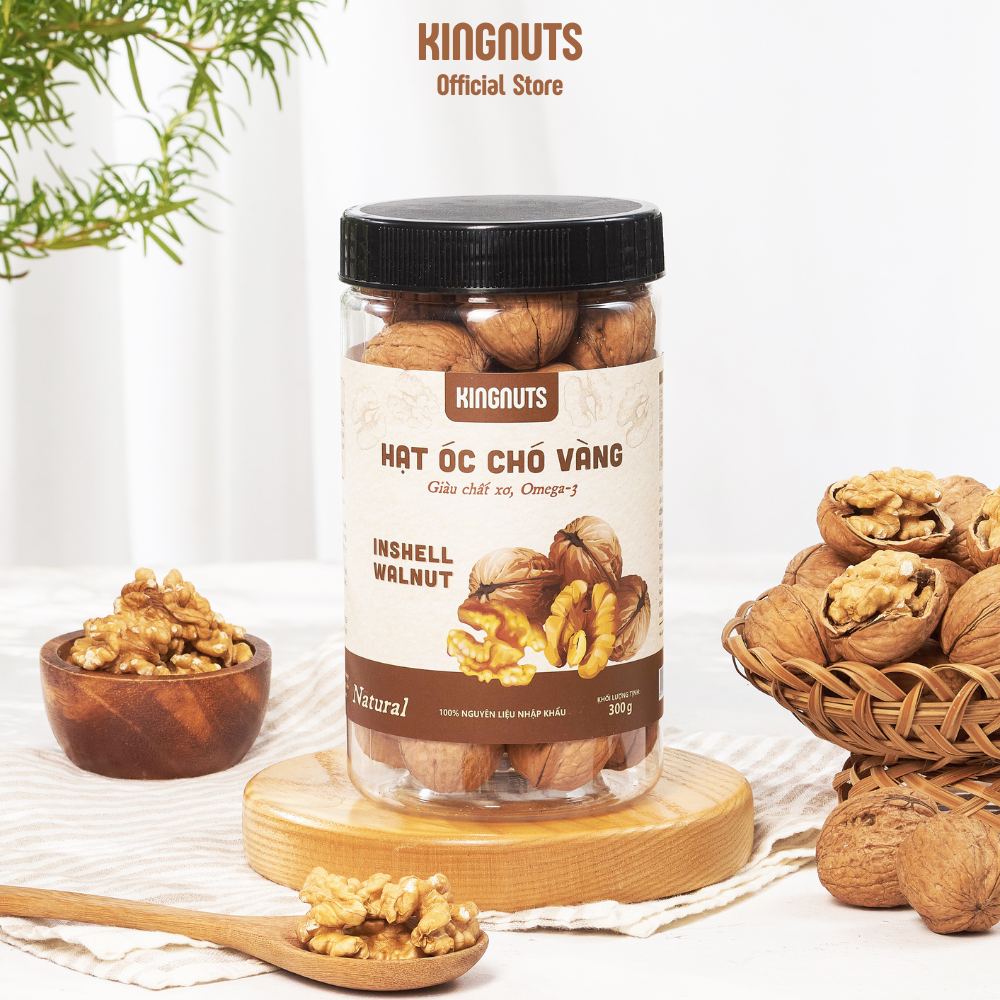 Hạt óc chó vàng mỹ KingNuts 300g - Dòng sản phẩm óc chó Mỹ nguyên vỏ, béo bùi, không hôi dầu