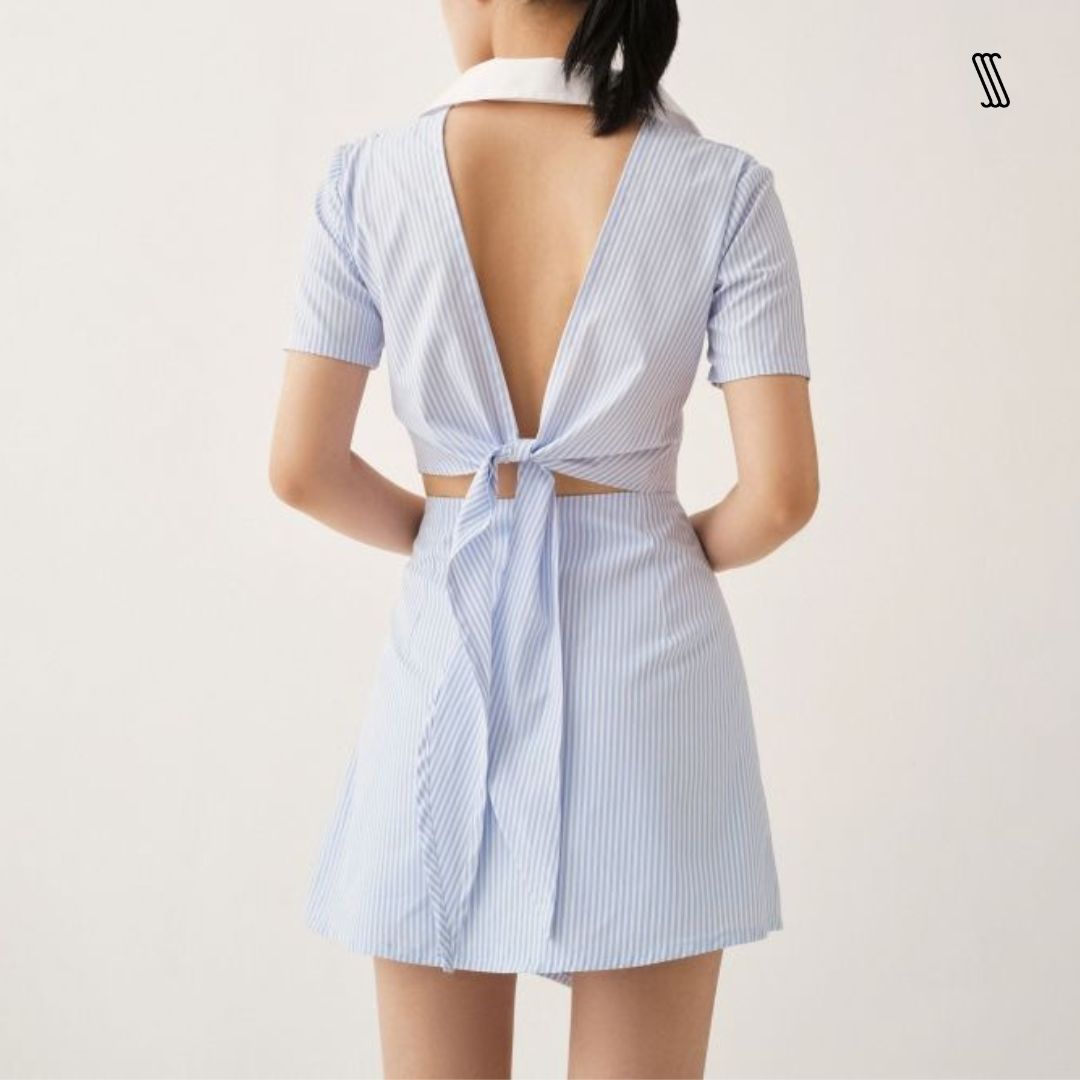 Áo sơ mi nữ SSSTUTTER hở lưng cột nơ có cổ SUMMER SET SHIRT 22