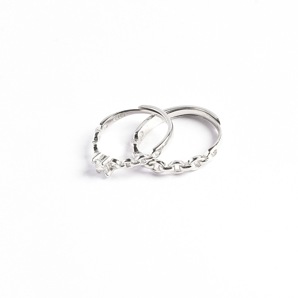 Nhẫn đôi bạc Dilys Mon Lilas  N112103/N112104