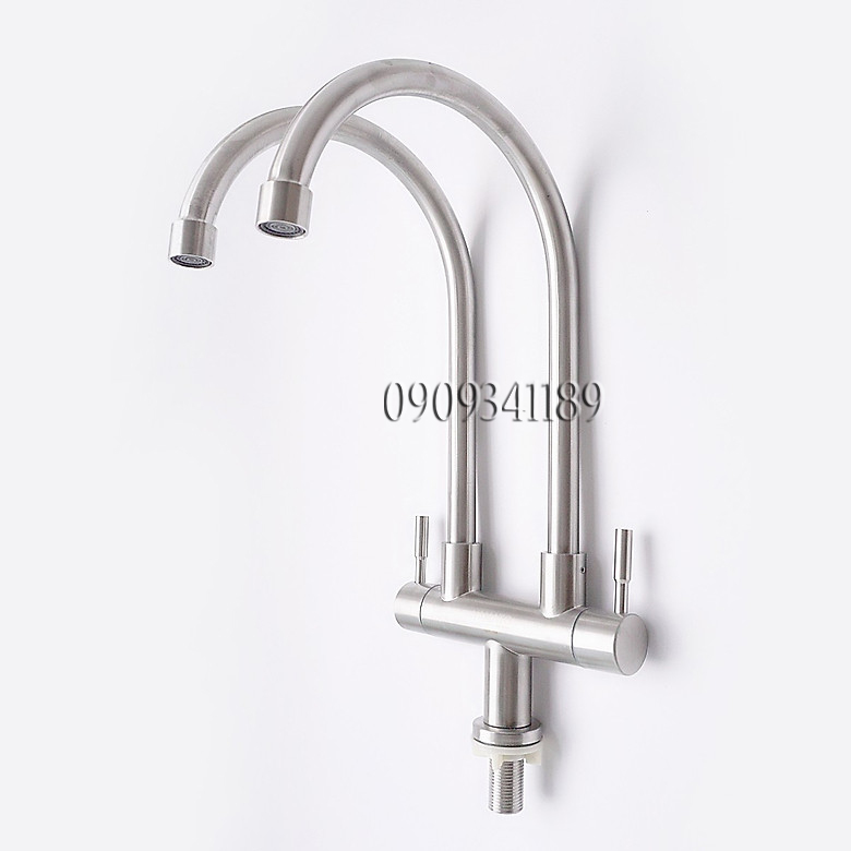 [HCM]Vòi chén đôi inox 304 dành cho bồn rửa chén đôi