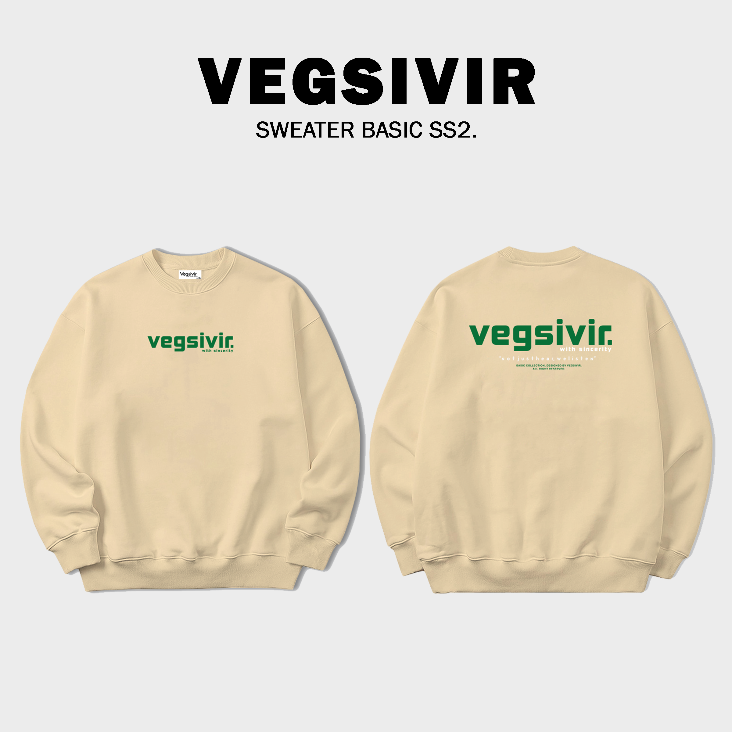Áo sweater nỉ chân cua VEGSIVIR - BASIC SS2