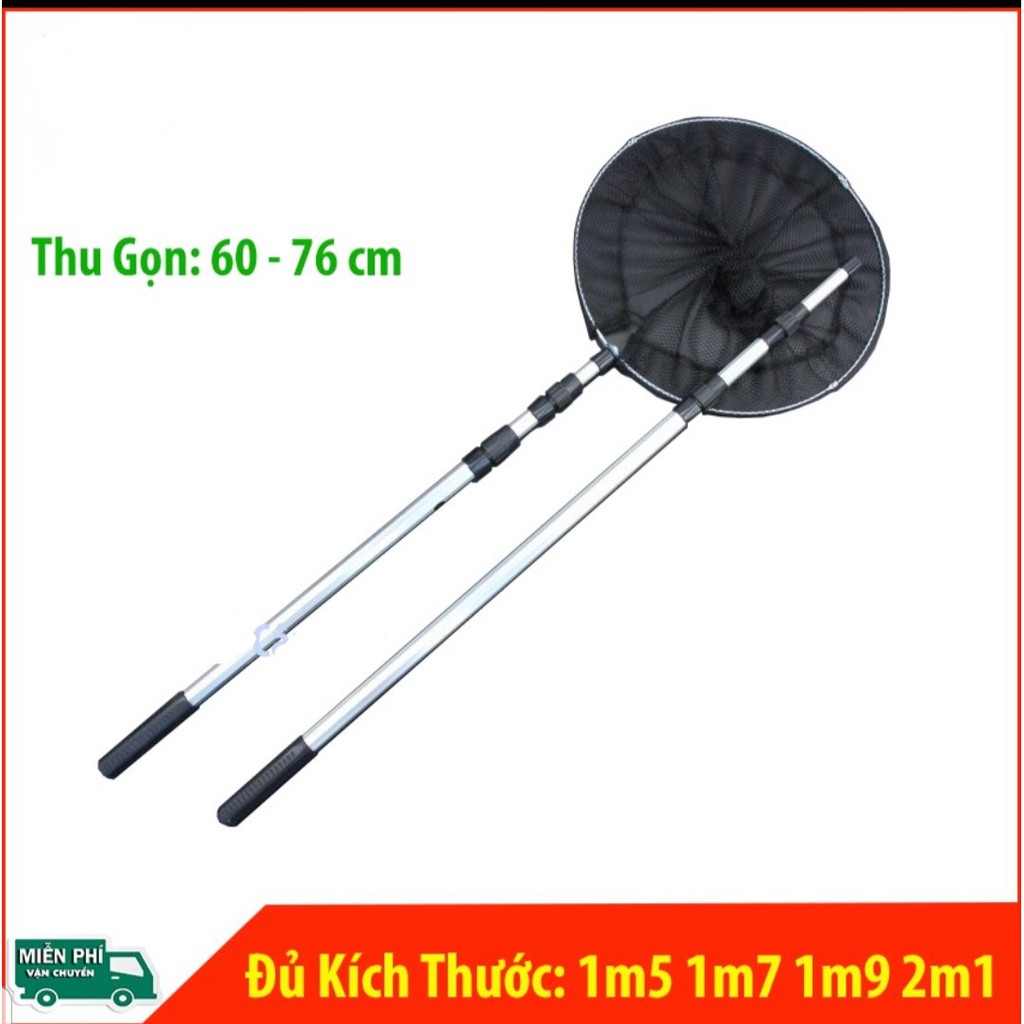 Vợt Cá Gấp Gọn Vành Tròn Nhôm 1M5 - 2M1