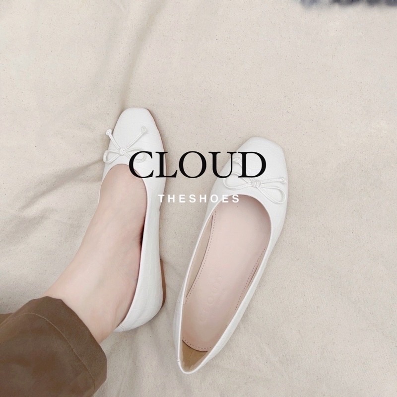 Giày búp bê bệt nơ da vân r CLOUD