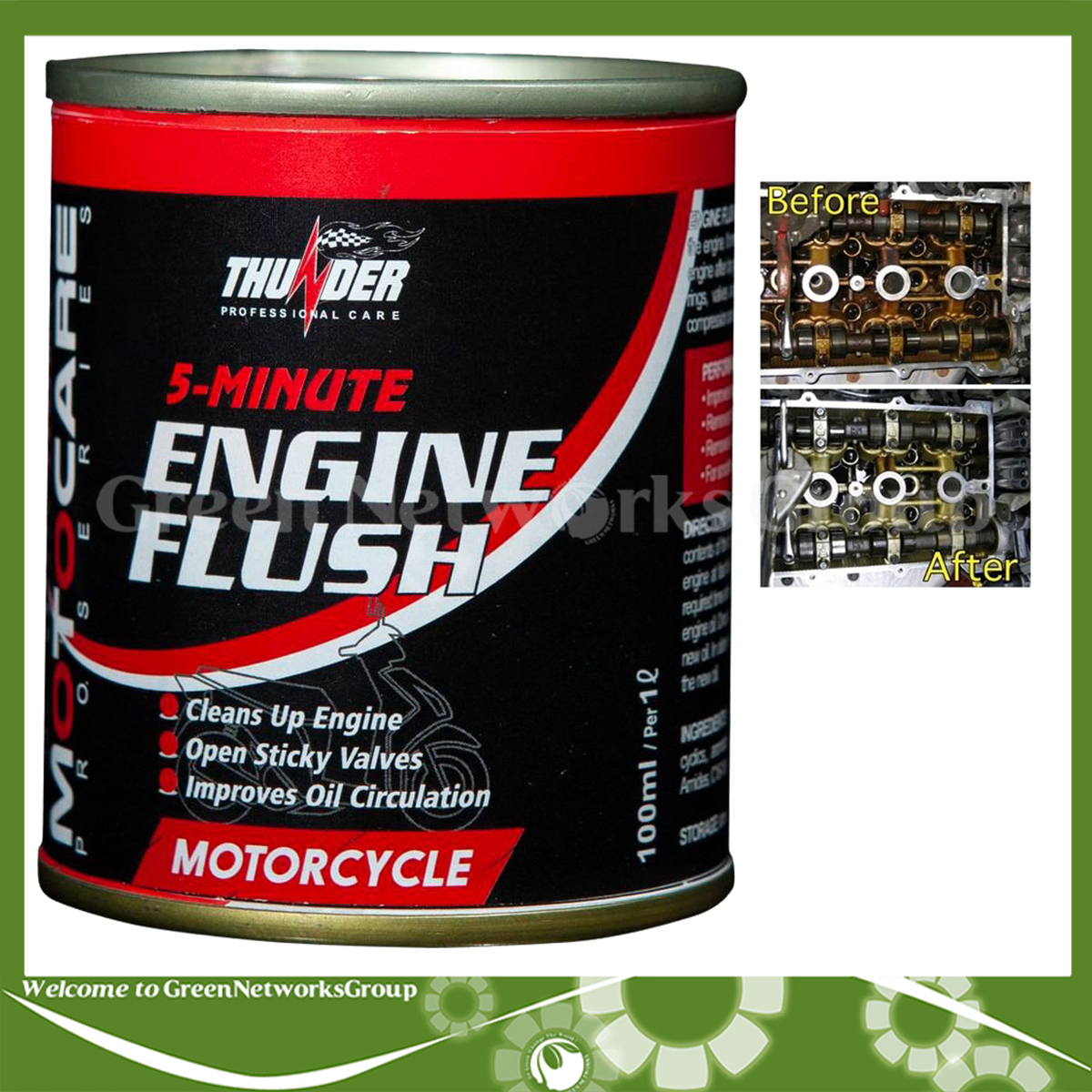 Dung dịch súc rửa động cơ xe máy Thunder Engine Flush 100ml Greennetworks