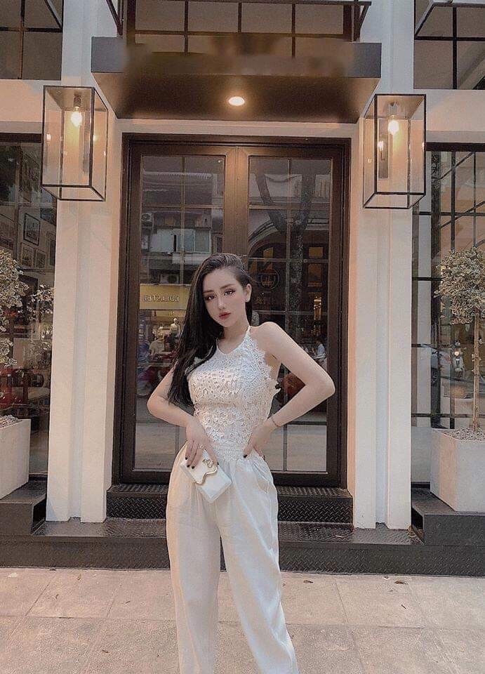 Set bộ nữ quần dài đũi cao cấp kèm áo ren cổ yếm