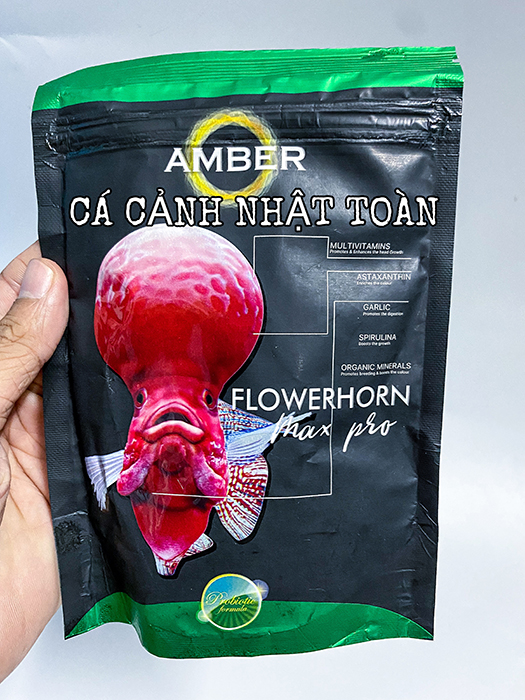 "Hoàn tiền đến 10%" THỨC ĂN CÁ LA HÁN AMBER ẤN ĐỘ FLOWERHORN MAX PRO HỖ TRỢ TOÀN DIỆN 100G