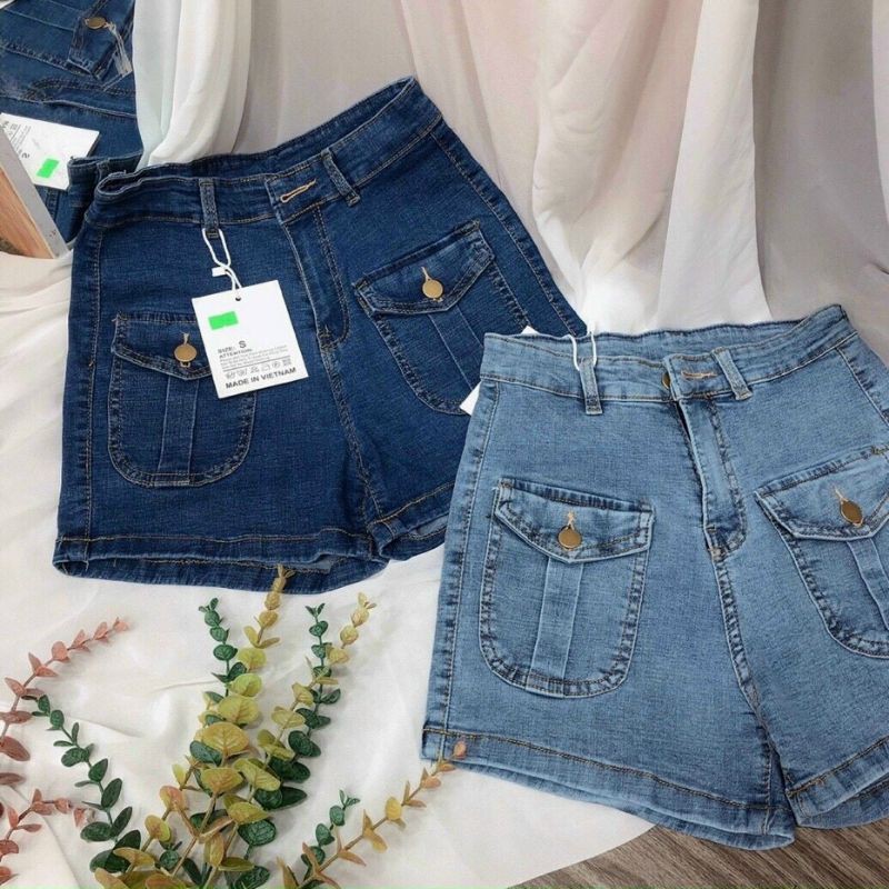 [HCM]Quần Jean Đùi Hai Túi Lưng Cao