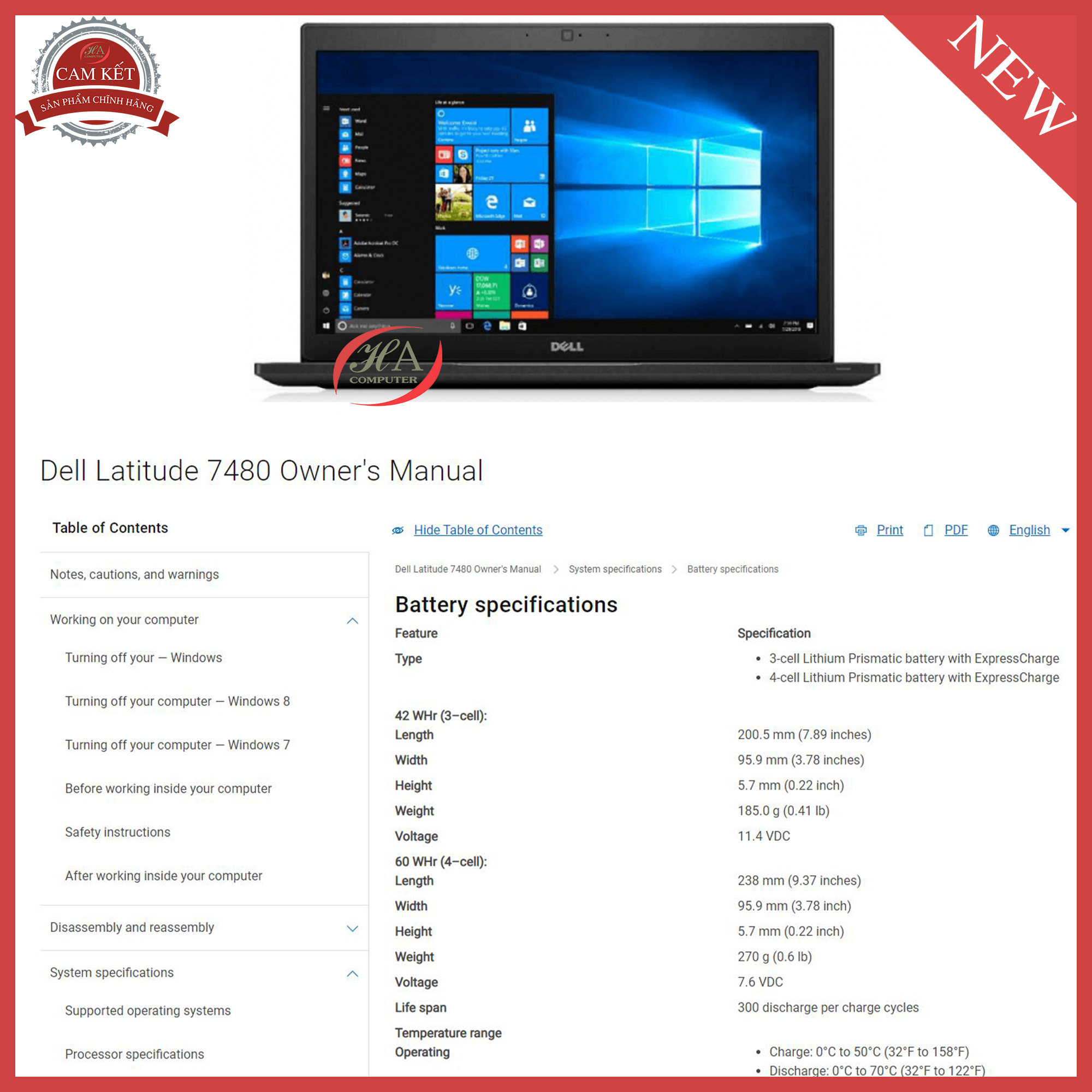 Pin dell Latitude 7480