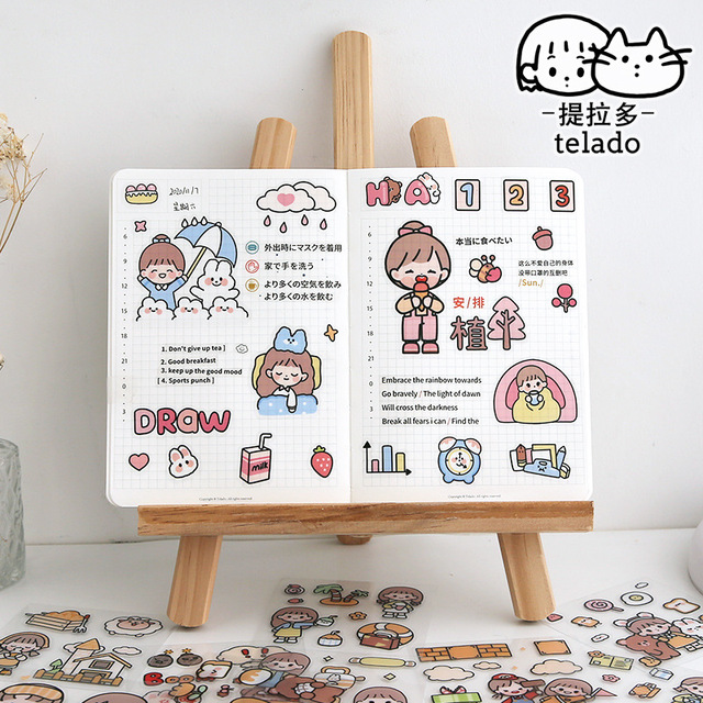 Set 100 sticker Hàn Quốc dễ thương có tách lẻ