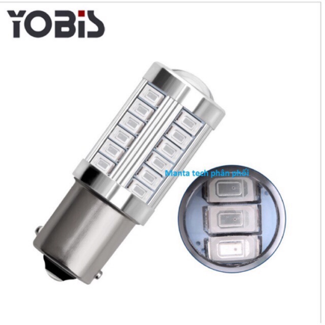01 bóng đèn '' led '' phanh hãng yobis - chân 1157 và chân 1156 trắng- vàng - đỏ