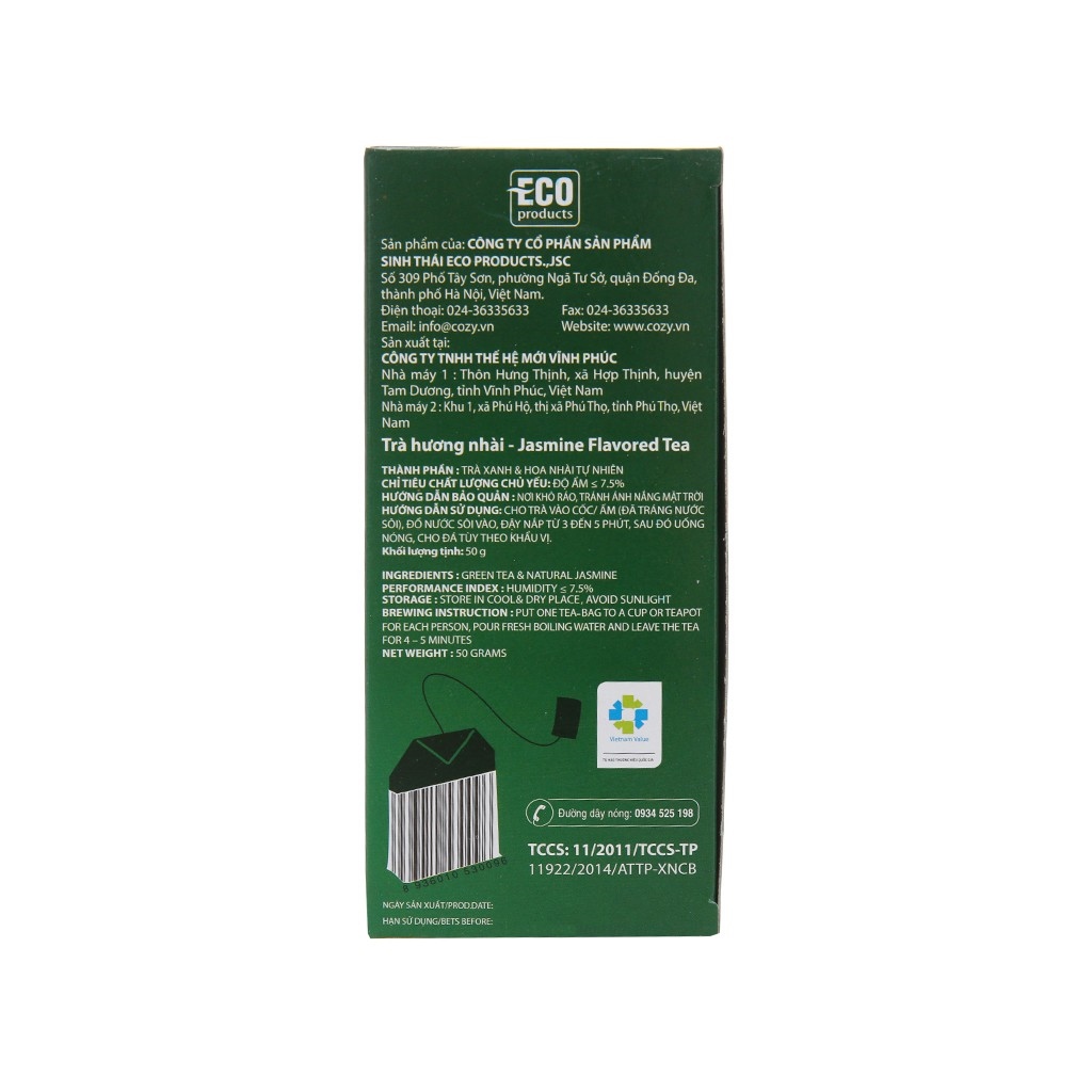 【nóng】 [CHÍNH HÃNG] Trà Nhài Cozy Hộp 50g (2g x 25 túi lọc)
