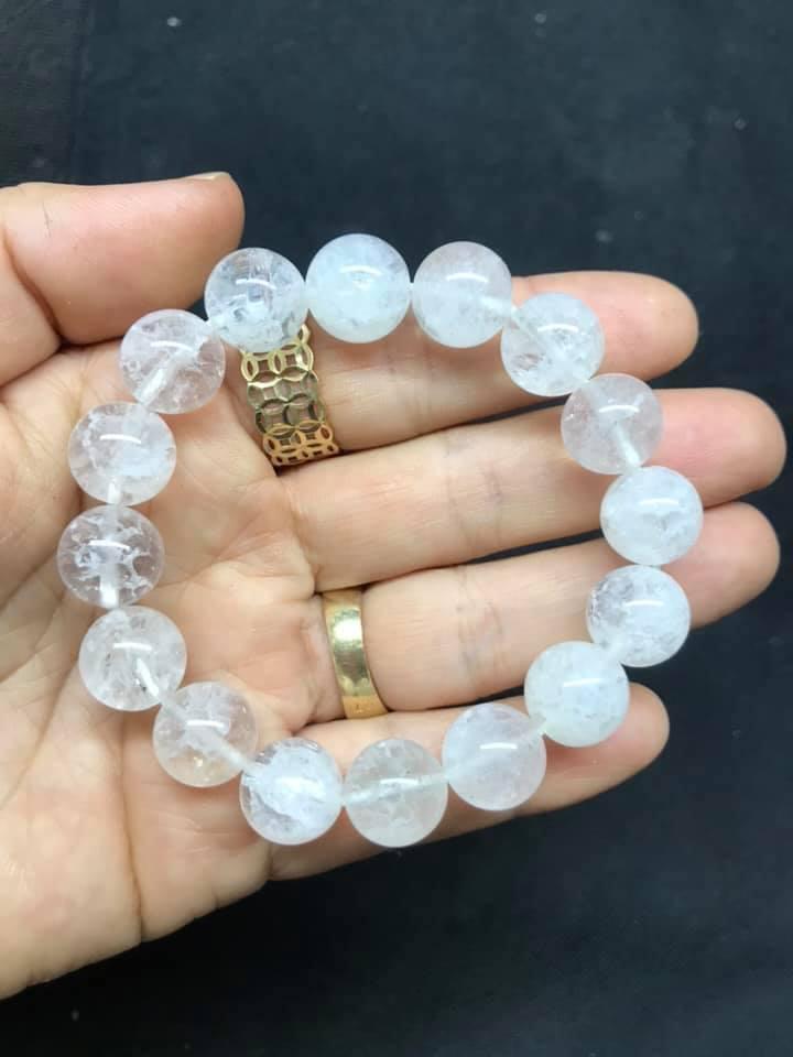 VÒNG TAY THẠCH ANH ƯU LINH TRẮNG 12LY