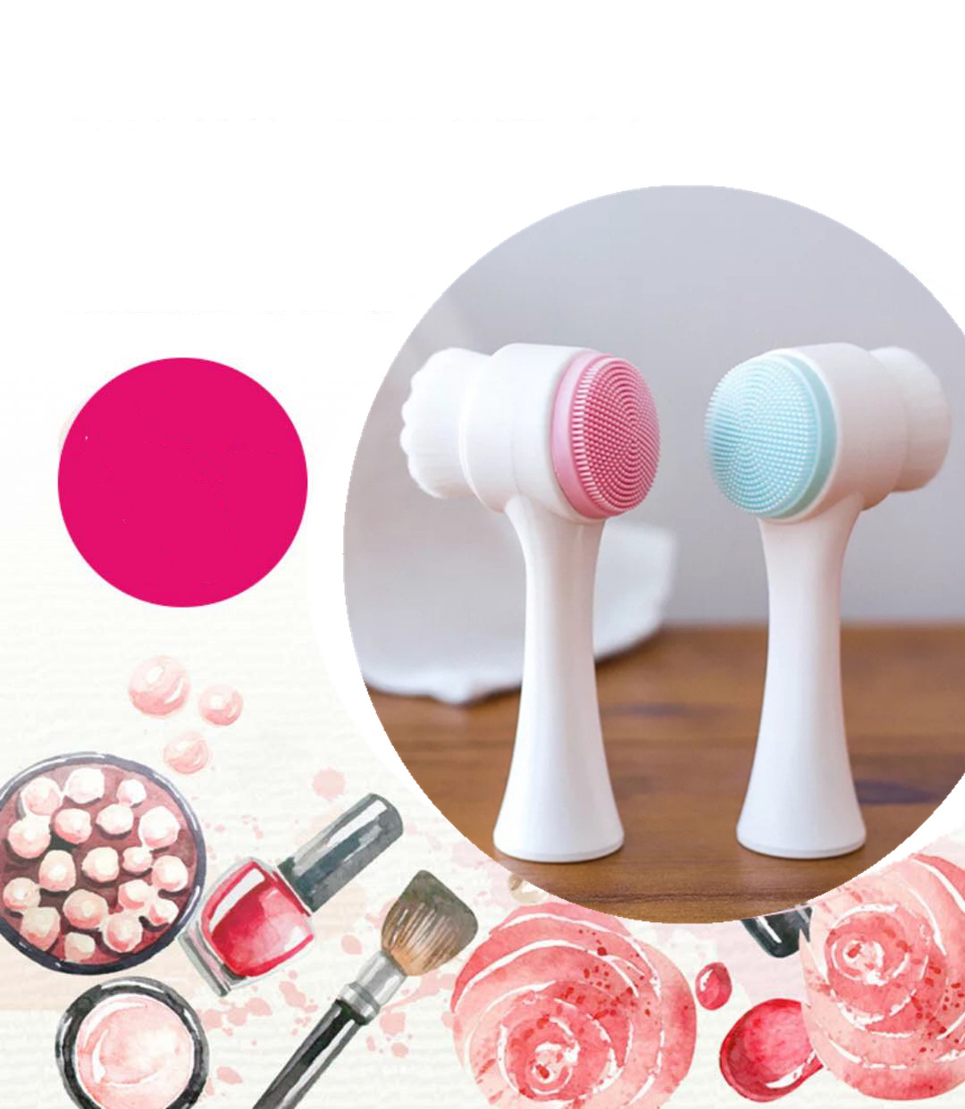 Cọ Massage Silicon Rửa Mặt 2 Đầu