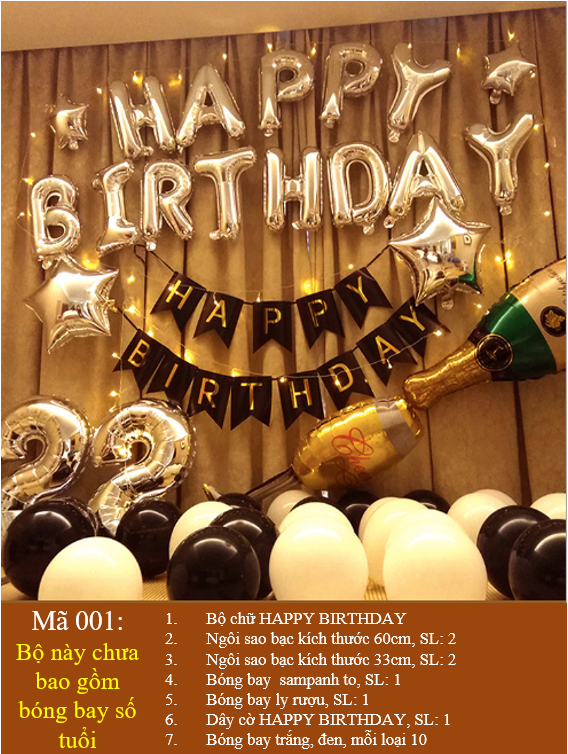[HÀNG CAO CẤP, TẶNG KÈM BƠM, BĂNG DÍNH]  Sét sinh nhật Bong bóng trang trí sinh nhật happy birthday cho bé siêu đẹp