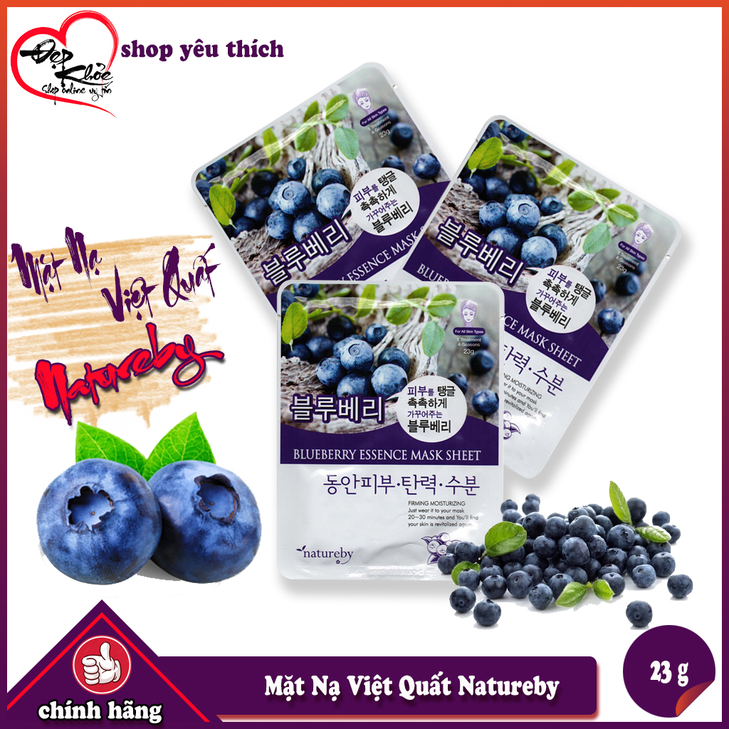 Mặt nạ giấy Việt Quất Natureby HÀN QUỐC ( Bộ 10 miếng )