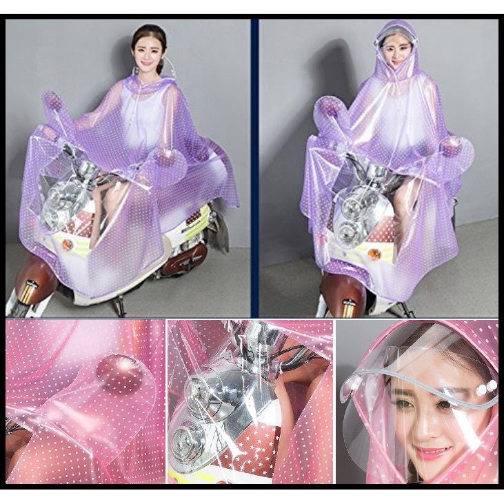 Áo mưa chấm bi có kính loại 1- Cam Kết Chất Lượng