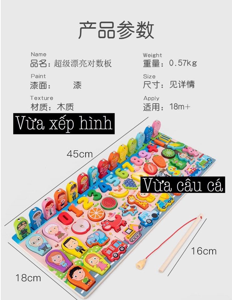 Bộ Bảng Câu Cá Thông Minh Bằng Gỗ