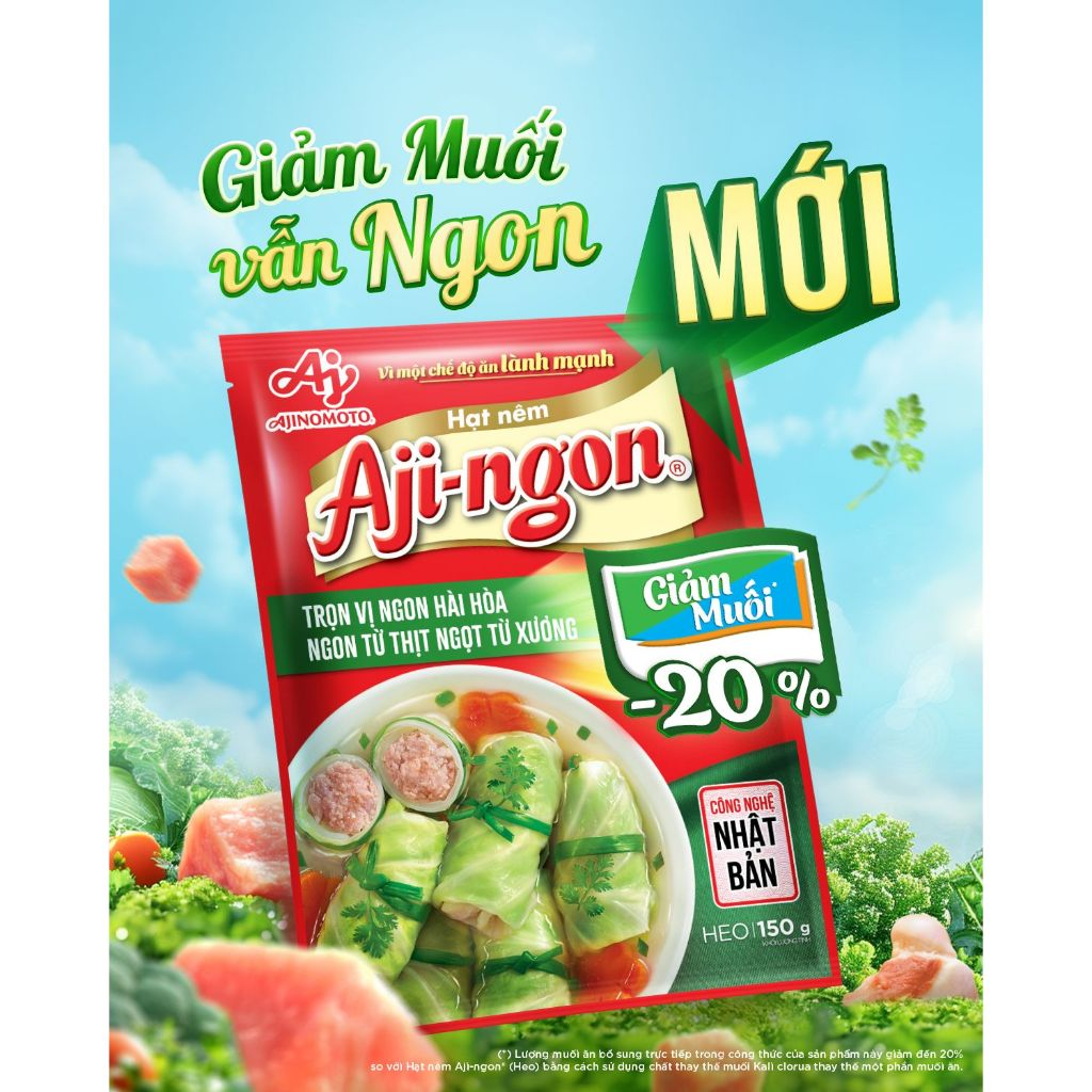 Combo 3 gói Hạt nêm Aji-ngon® Heo giảm muối 150g/gói - Hình ảnh 4