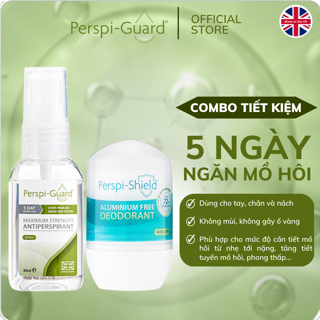 [Voucher giảm 10%] Combo xịt khử mùi Perspi-Guard 30ml + Lăn khử mùi Perspi-Shield 50ml