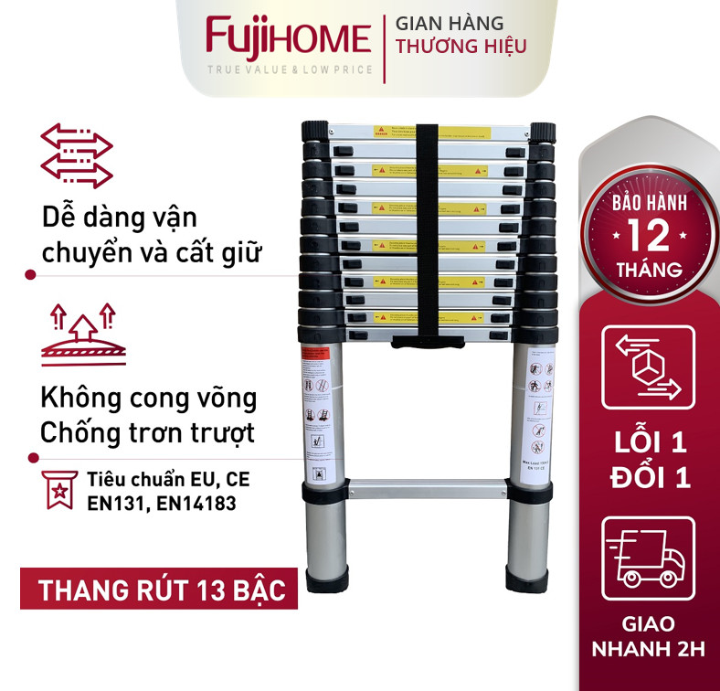Aluminum ladder single drawn imported 3,8M-5m folding compact genuine fujihome, ladders drawn stowed household multi-purpose ese