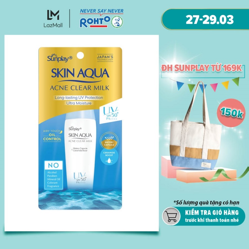 Sữa chống nắng dưỡng da ngừa mụn Sunplay Skin Aqua Acne Clear SPF 50+ PA++++ 25g