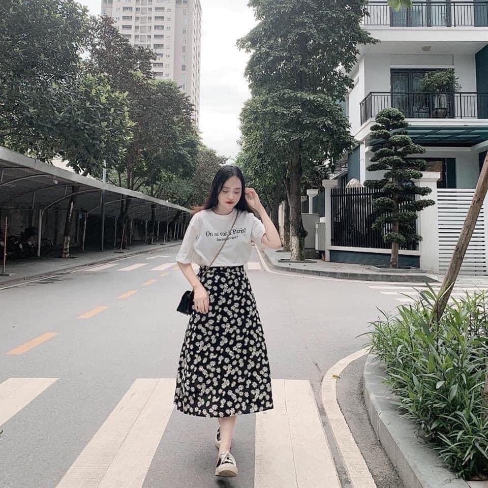 SET ÁO THUN CHÂN VÁY HOA NHÍ ( KÈM ẢNH THẬT)
