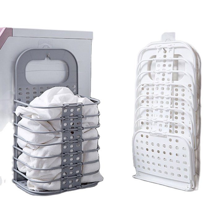Giỏ treo máy giặt, treo tường gấp gọn thông minh đựng đồ, đựng quần áo bẩn tiện lợi