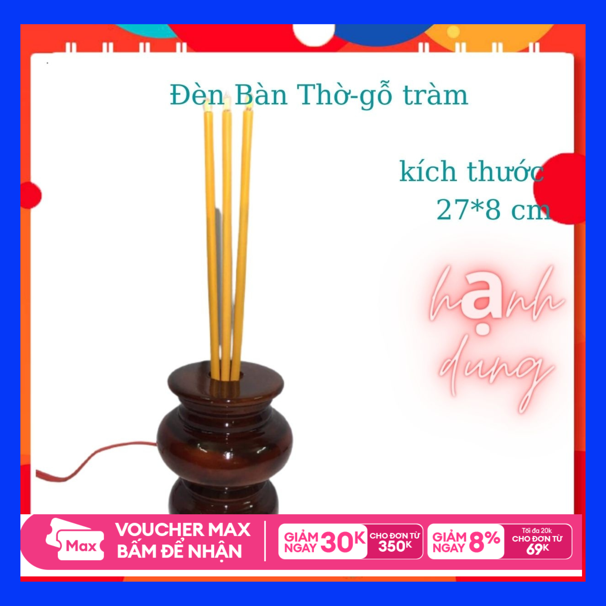 [HCM]đèn thờ-lư nhang thờ-đèn thờ điện gỗ tràm 05