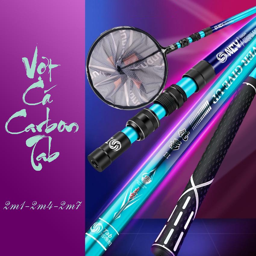 Cán vợt câu đài tab kích thước 2.1m, 2.4m, 2.7m, cán vợt carbon