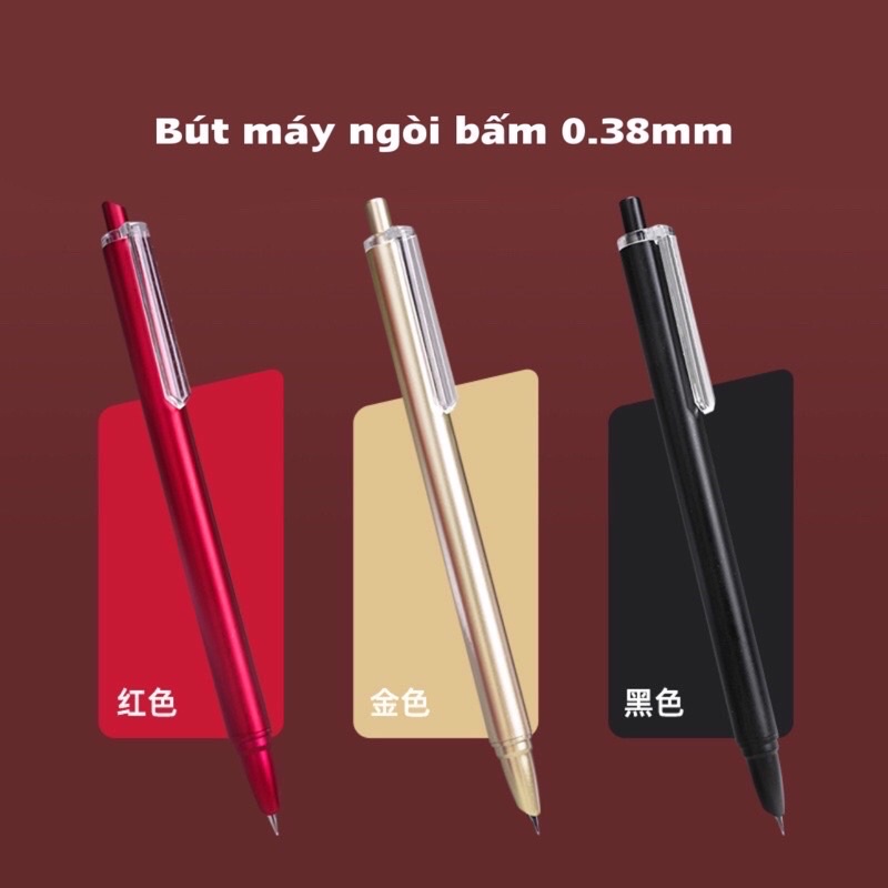Bút Máy Bấm Đầu Ngòi 0.38Mm ( Tặng Kèm 10 Ống Mực )